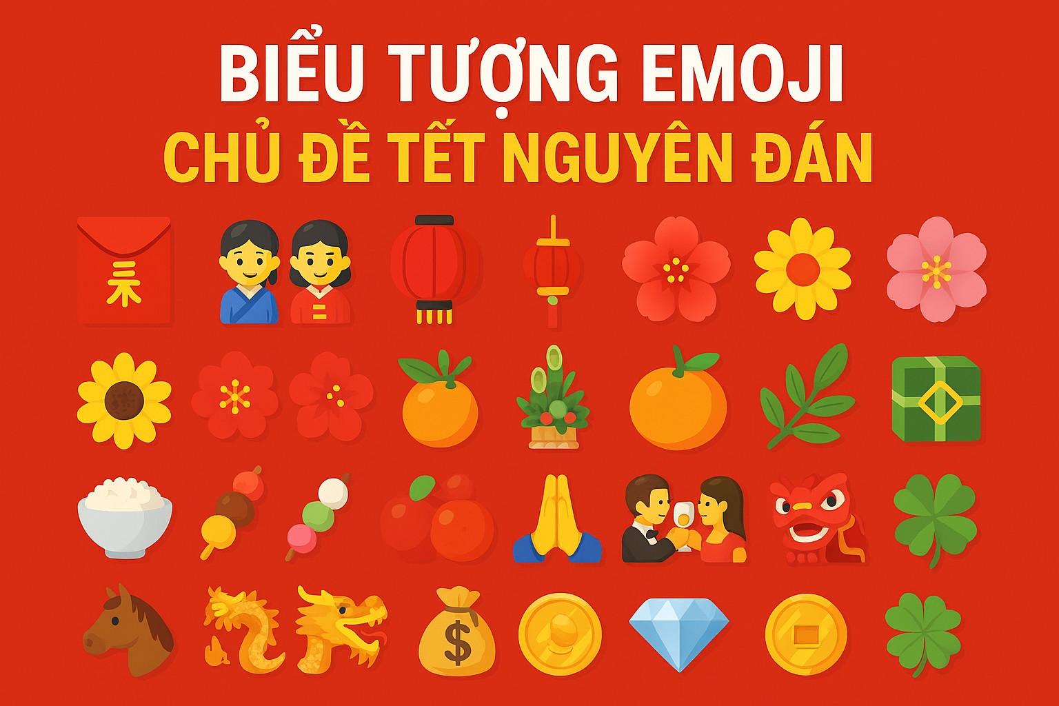 Biểu Tượng Emoji đầy đủ theo chủ đề Tết Nguyên Đán – Năm Mới